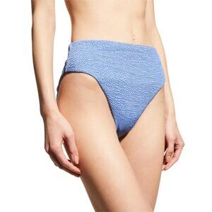 NWT WeWoreWhat Emily Bikini Bottom Spongie Seersucker Ocean Blue Jean High Waist